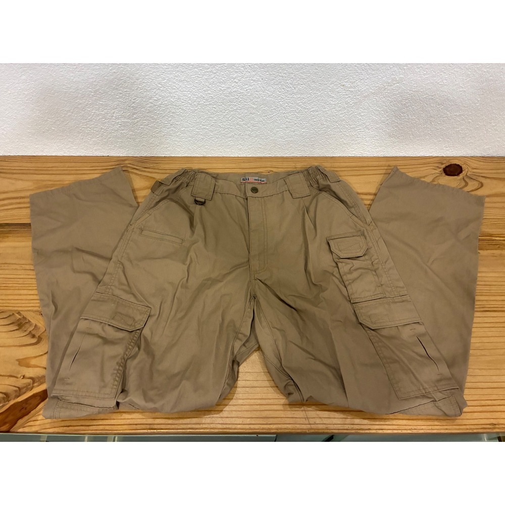 5.11 Tactical Mens Cargo Pants Khaki Tan Ripstop 34x34 Work Outdoor Casual